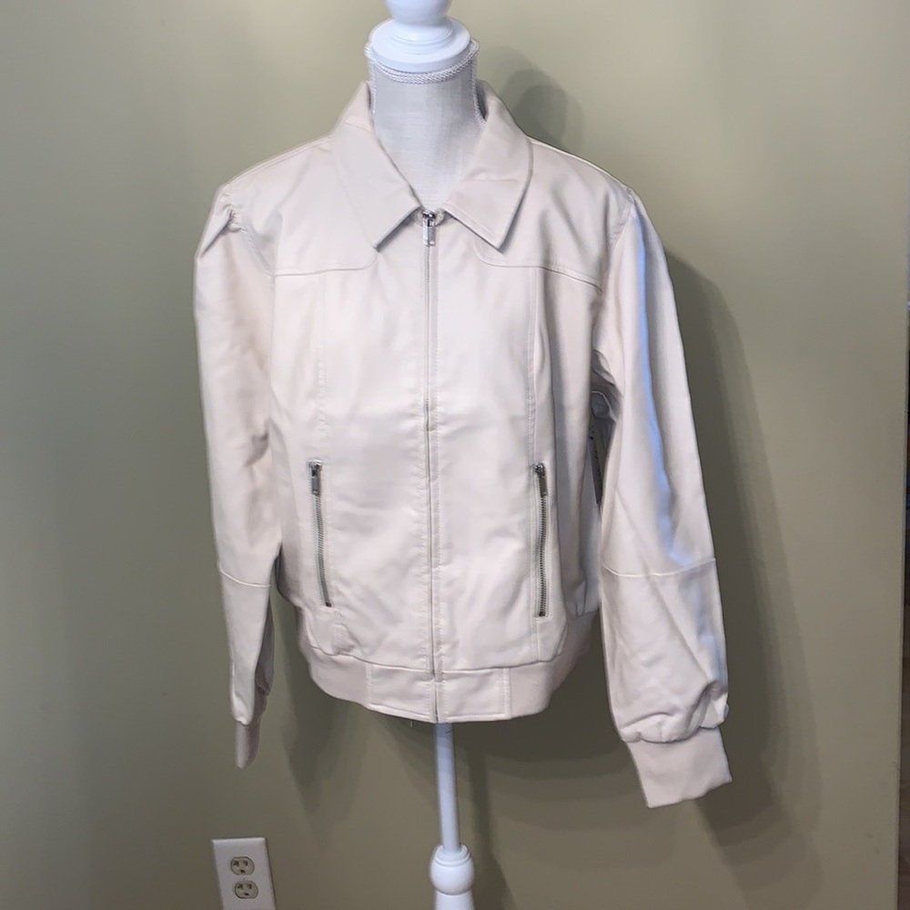 Nine West faux leather aviator jacket